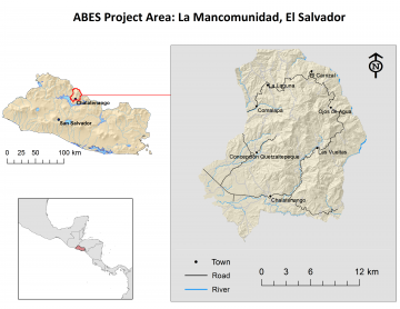 Map showing the entire ABES project area, encompassing La Mancomunidad de la Montañona